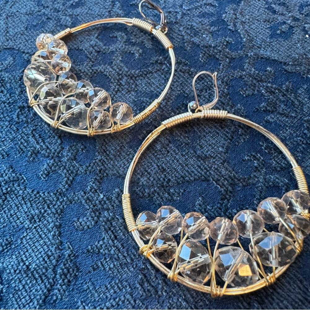 Rory Ashton beaded hoop earrings boutique brand latch closure earrings